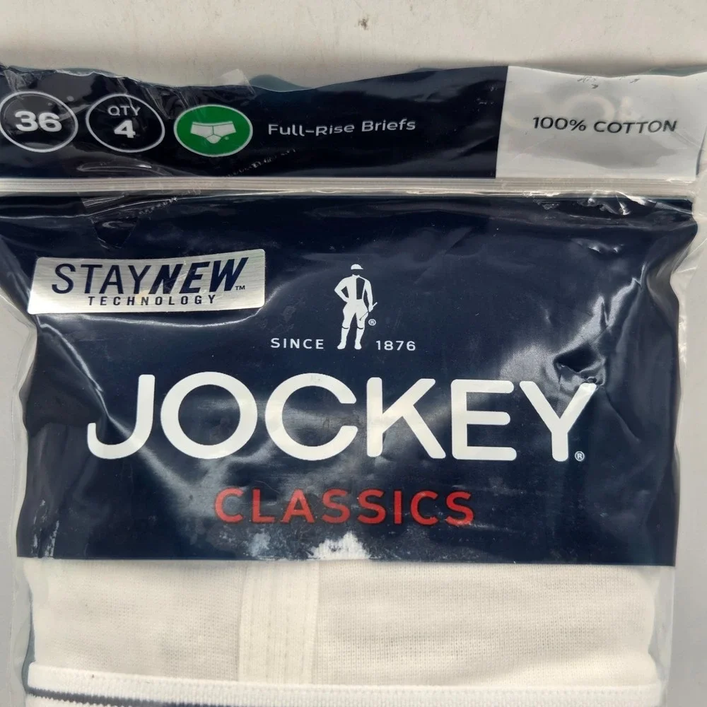 Jockey Classics Stay New Technology Full-Rise‎ Briefs Size 36 QTY 4 BRAND NEW